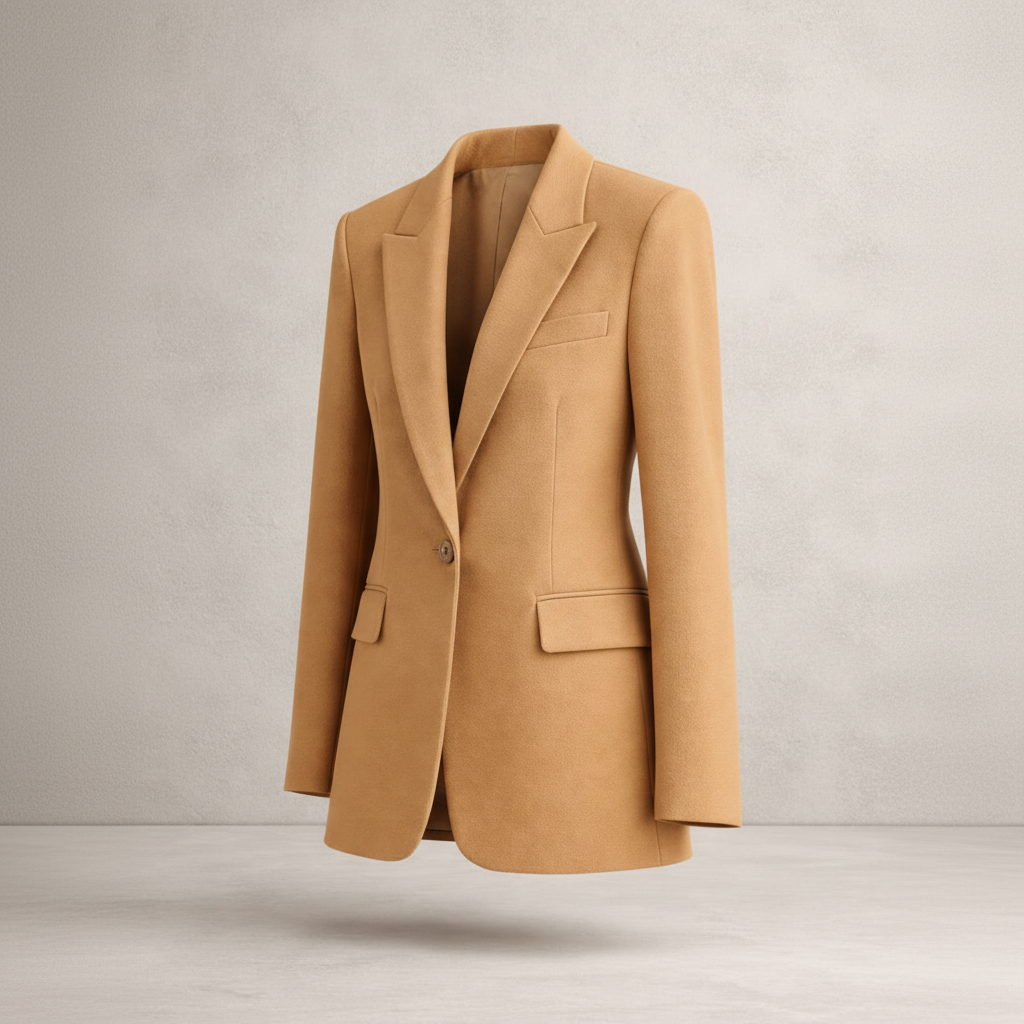 Beigefarbener langer Blazer