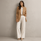 Beigefarbener langer Blazer