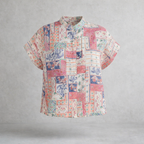 Gemusterte Kurzarmbluse