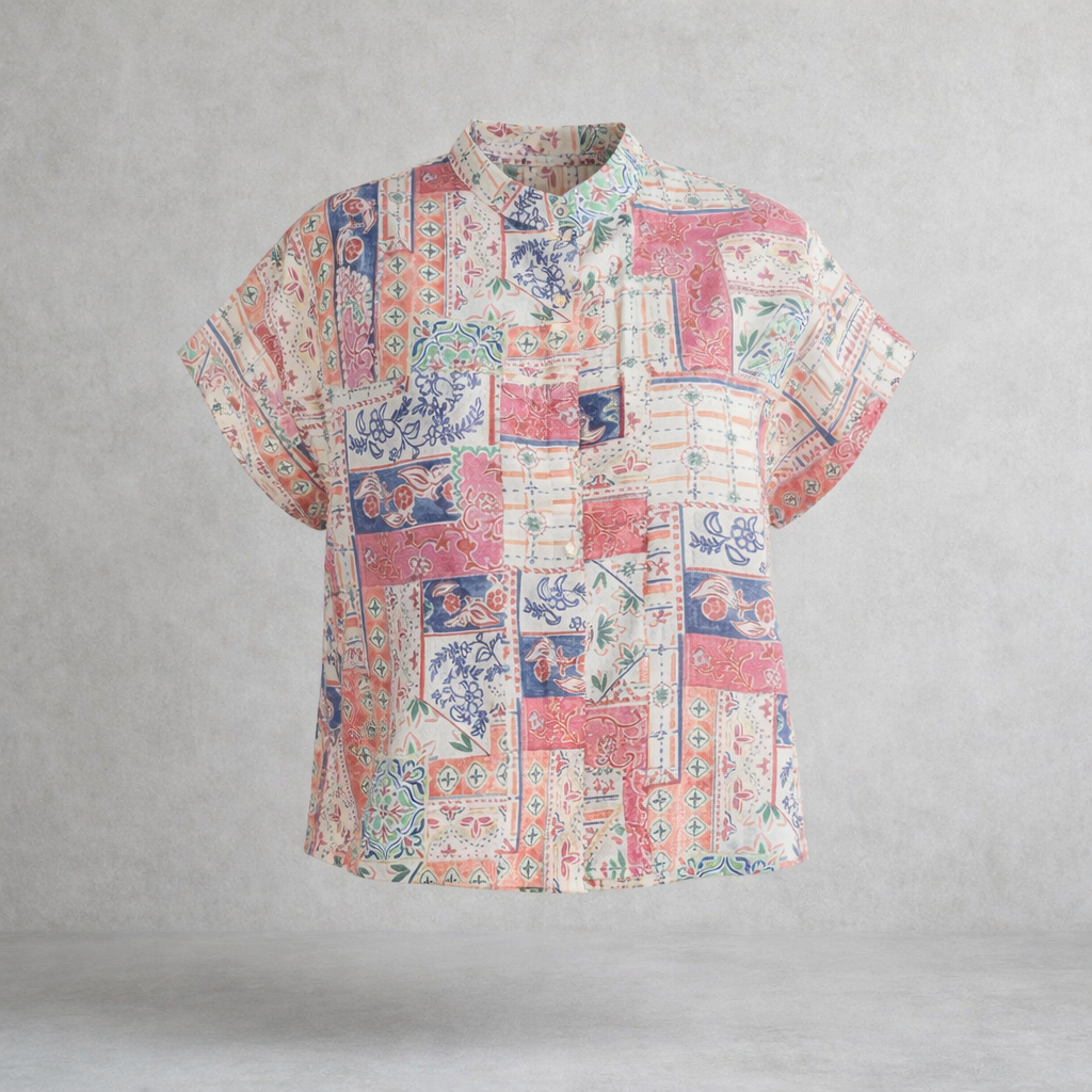 Gemusterte Kurzarmbluse