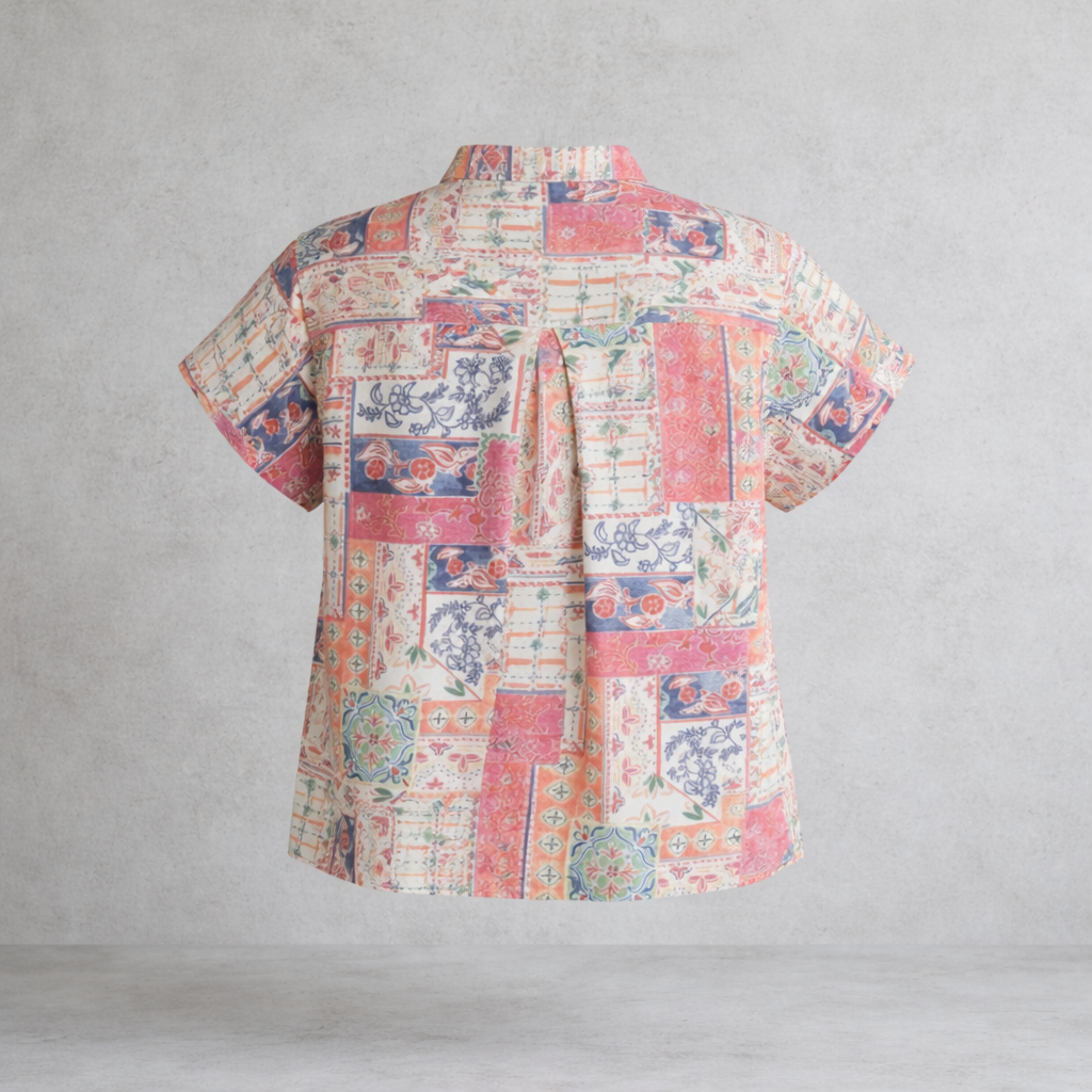 Gemusterte Kurzarmbluse