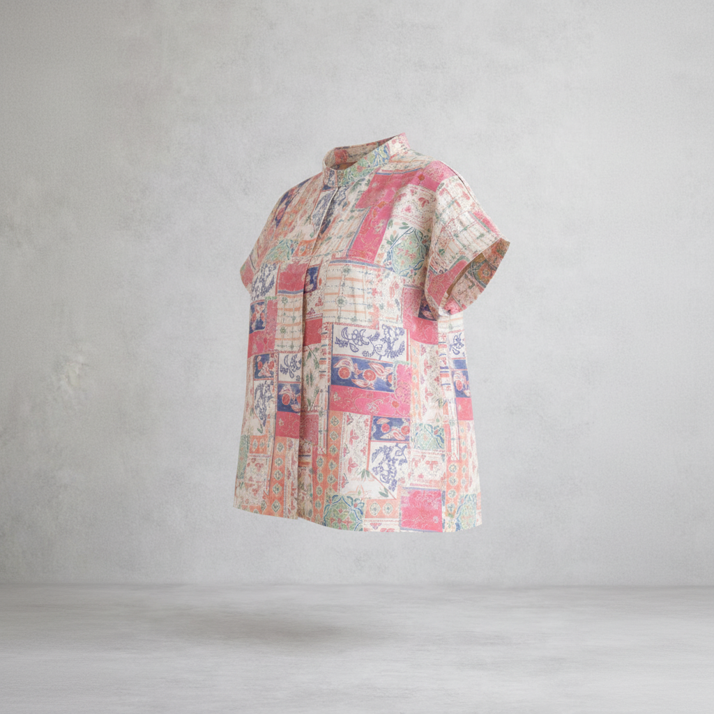 Gemusterte Kurzarmbluse