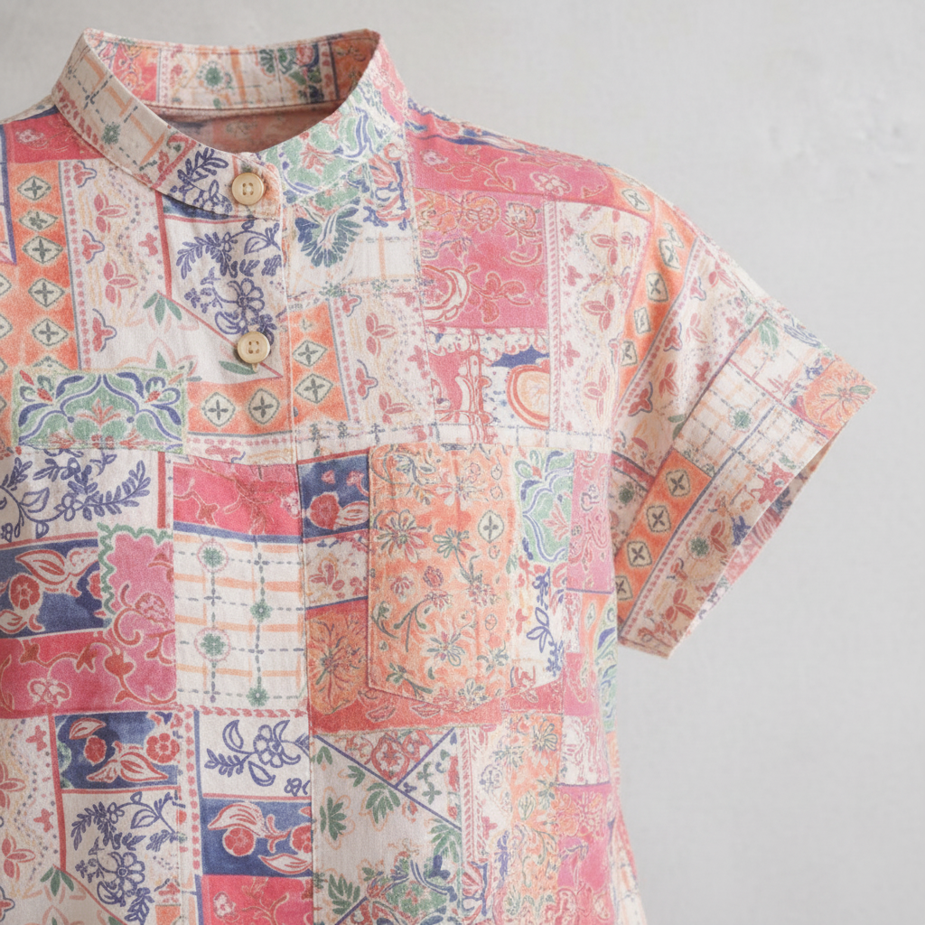 Gemusterte Kurzarmbluse