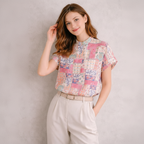 Gemusterte Kurzarmbluse