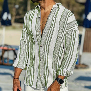 Herren Hemd – Gestreiftes Langarmhemd für Freizeit & Sommer
