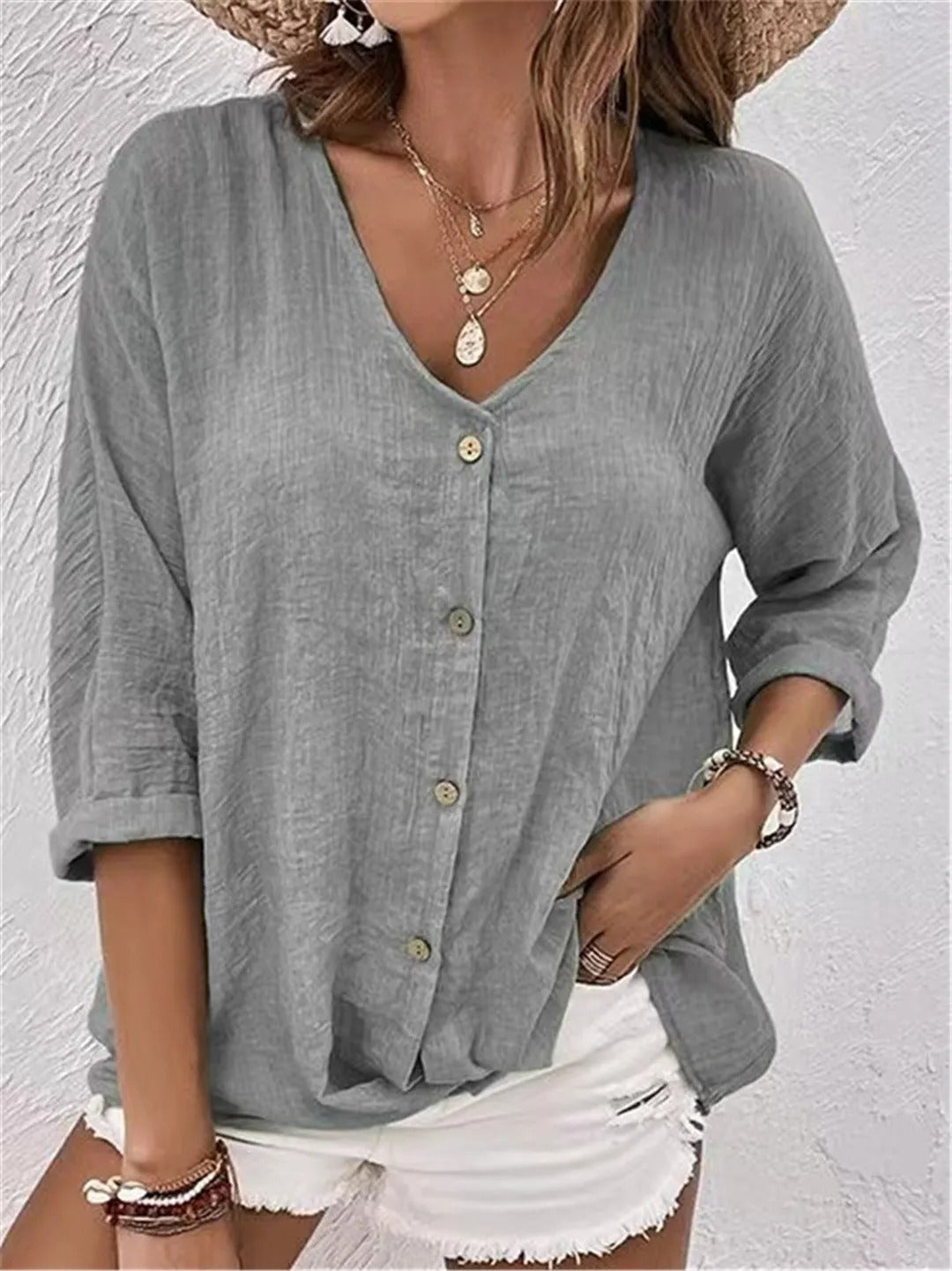 Fayo - Freizeitbluse mit Knopfleiste