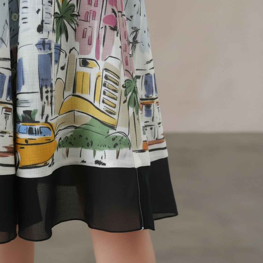 Bedrucktes Midi-Hemdkleid