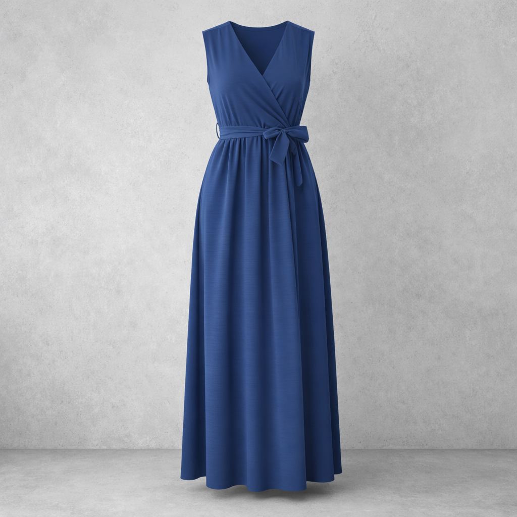 Ärmelloses Wickel-Maxikleid