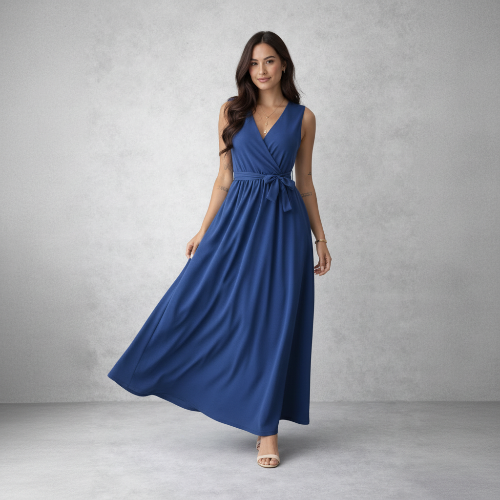 Ärmelloses Wickel-Maxikleid