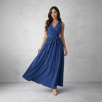 Ärmelloses Wickel-Maxikleid