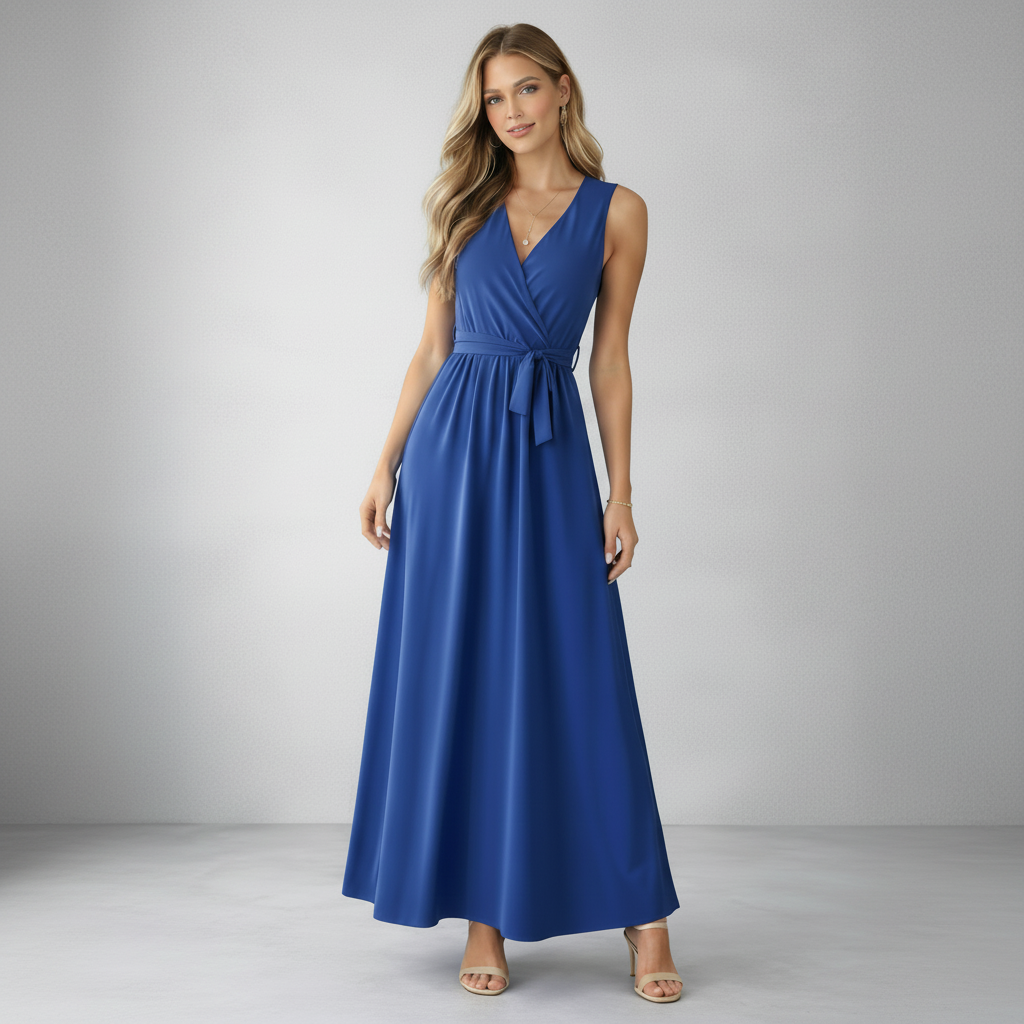 Ärmelloses Wickel-Maxikleid