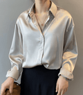 Magnolia - Satinbluse Langarm