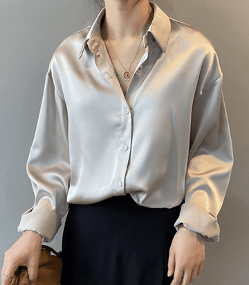 Magnolia - Satinbluse Langarm