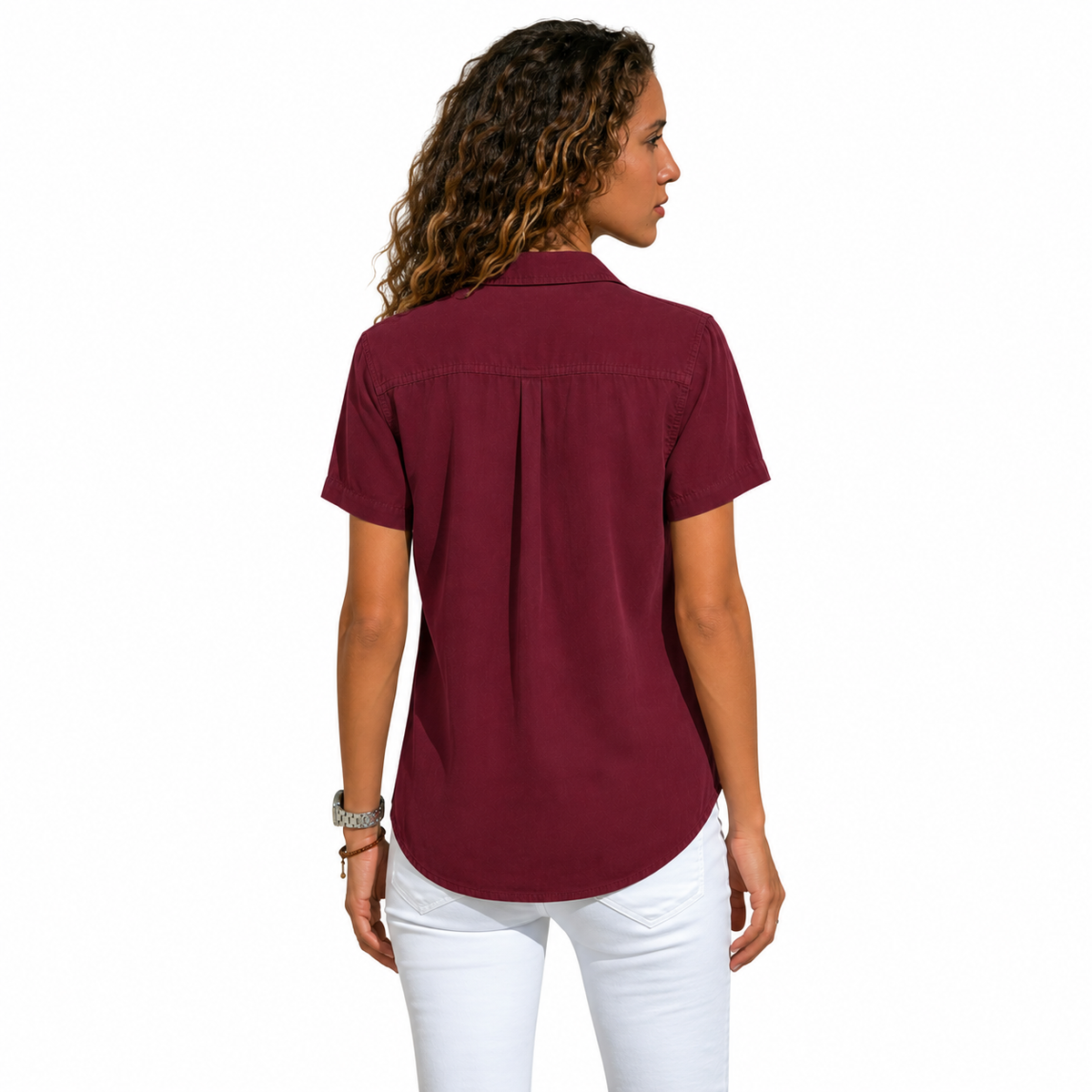 Damen Kurzarm-Bluse – Lässige lockere Bluse für Büro, Freizeit & Alltag