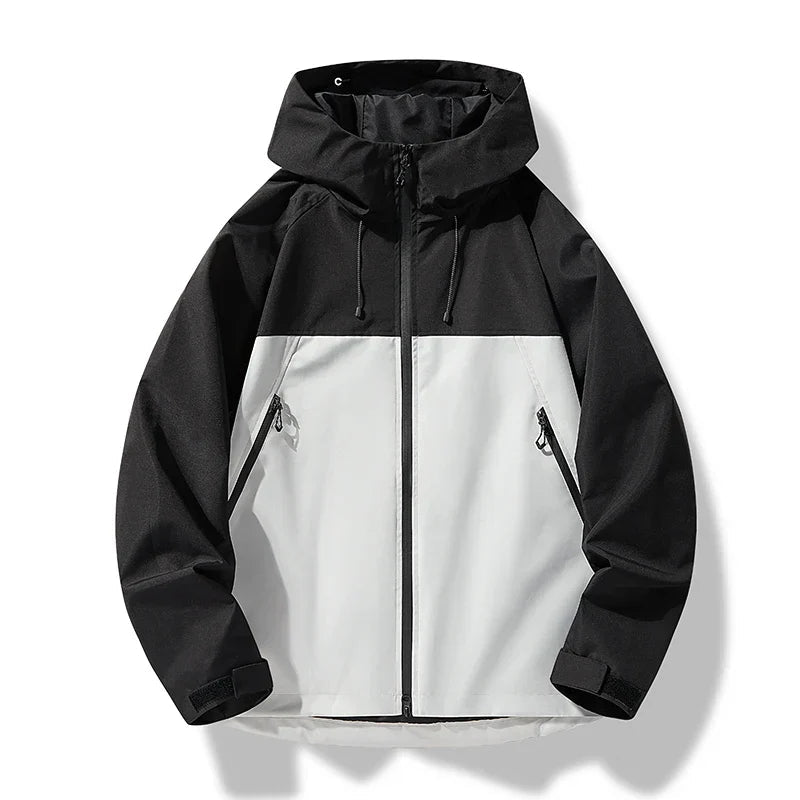 Damen Outdoor-Jacke mit Kapuze leichte Regenjacke Hüfthöhe Reißverschlusstaschen verstellbare Kapuze