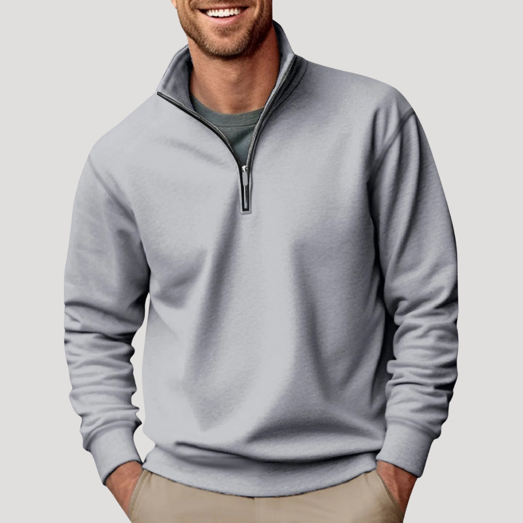 Herren Half-Zip Sweatshirt - Leichtes Design mit Rippbündchen und lockerer Passform