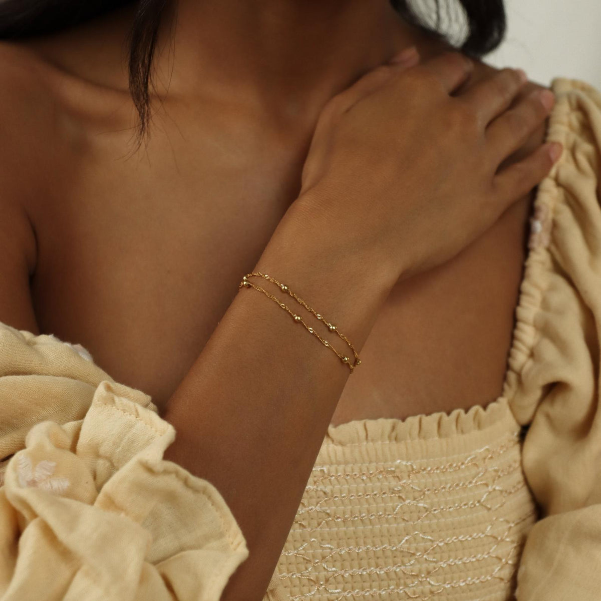 Doppelkette mit Ripple-Perlen - Schichtenarmband