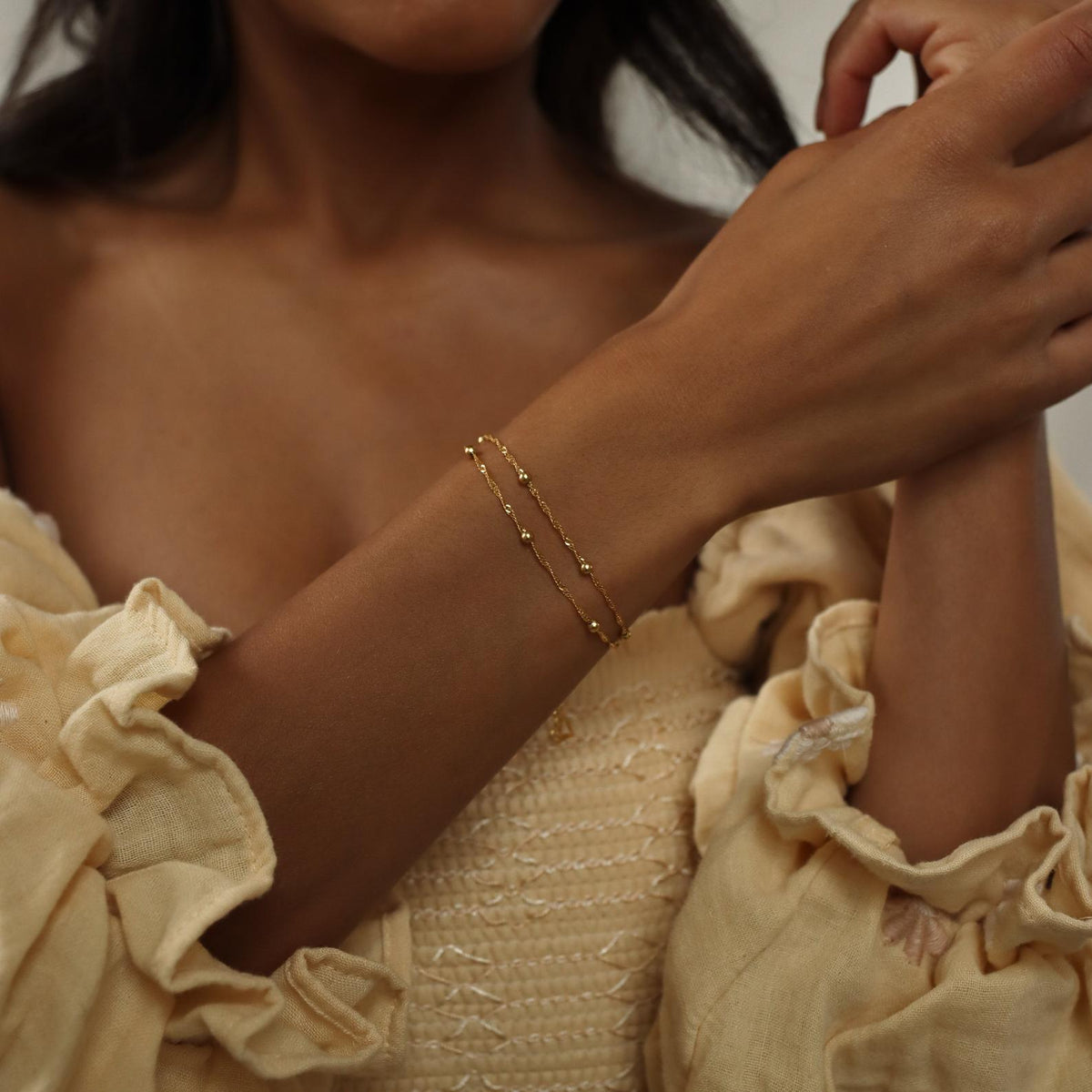 Doppelkette mit Ripple-Perlen - Schichtenarmband
