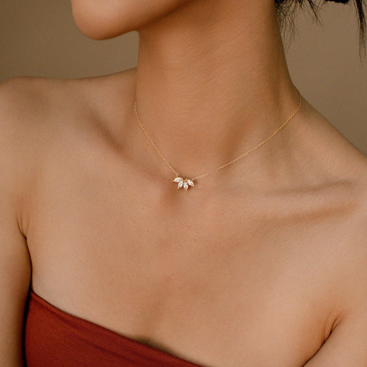 Diamant-Marquise-Halskette - Marquise-Steineinlage