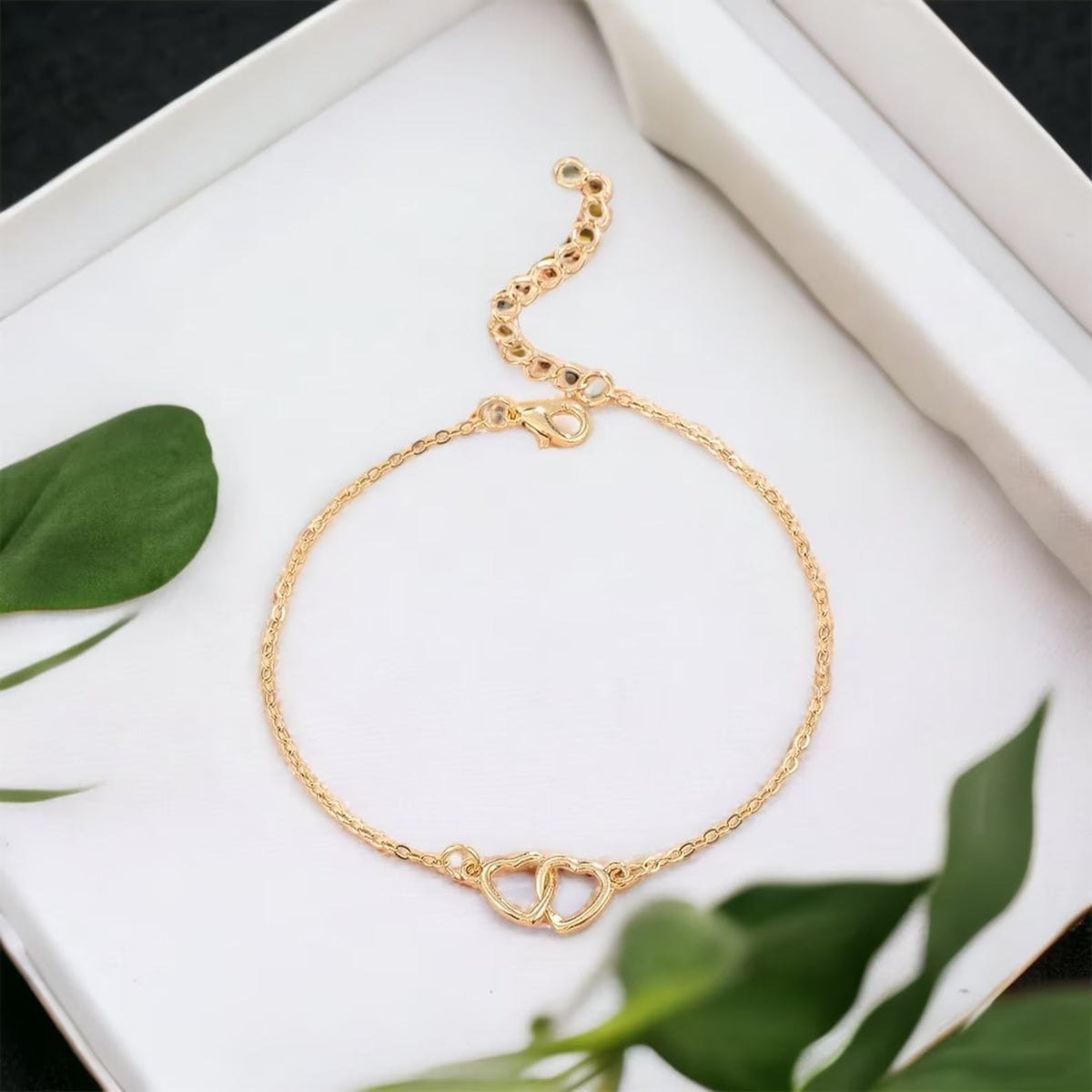 Minimalistische Herz-Fußkette - Fußkette mit Herzgliedern