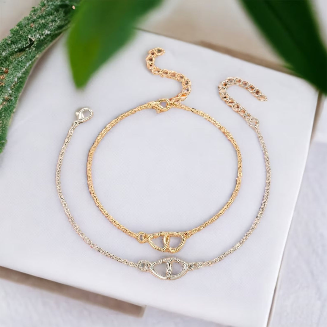 Minimalistische Herz-Fußkette - Fußkette mit Herzgliedern