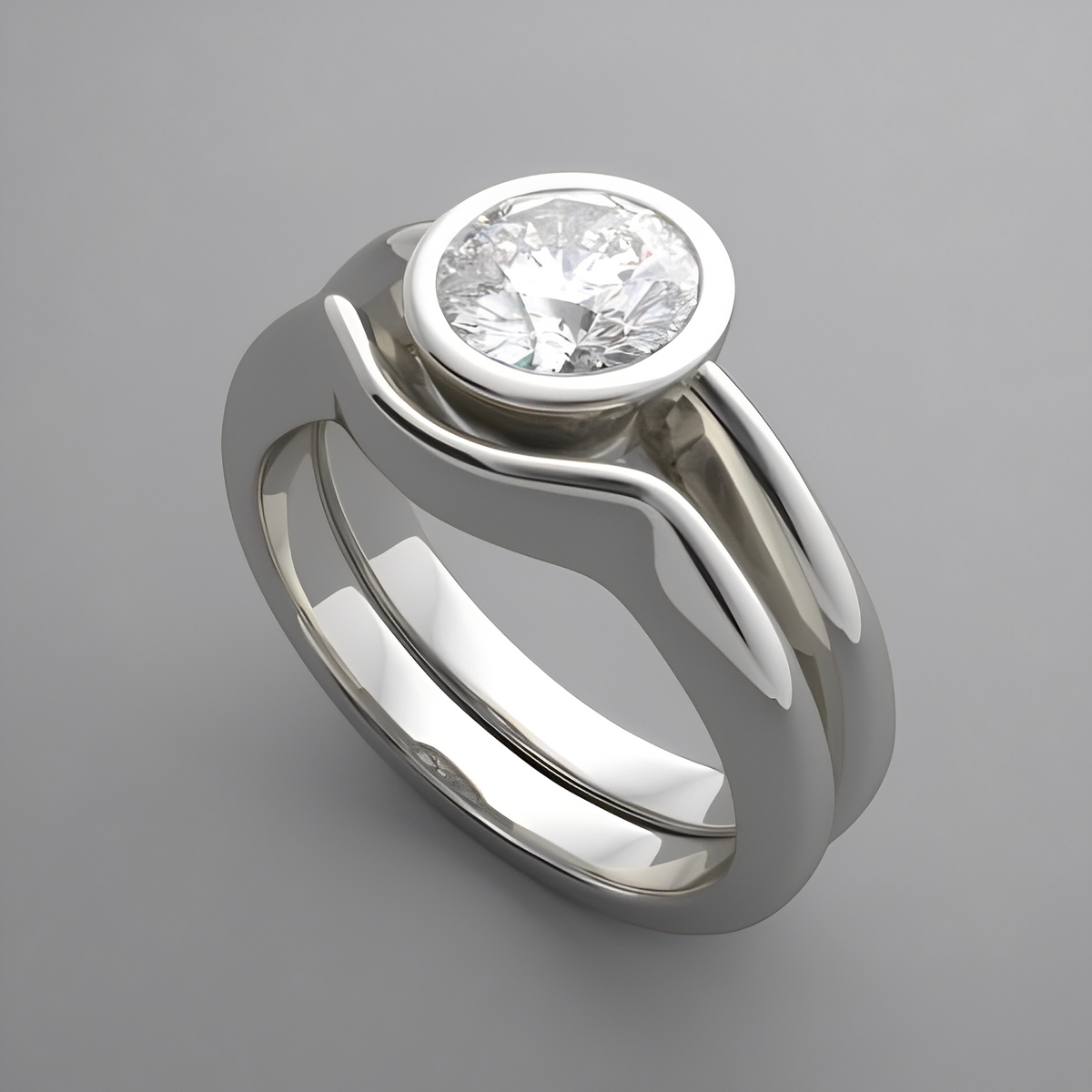 Aria – Vintage Silberring mit rundem weißen Kristall
