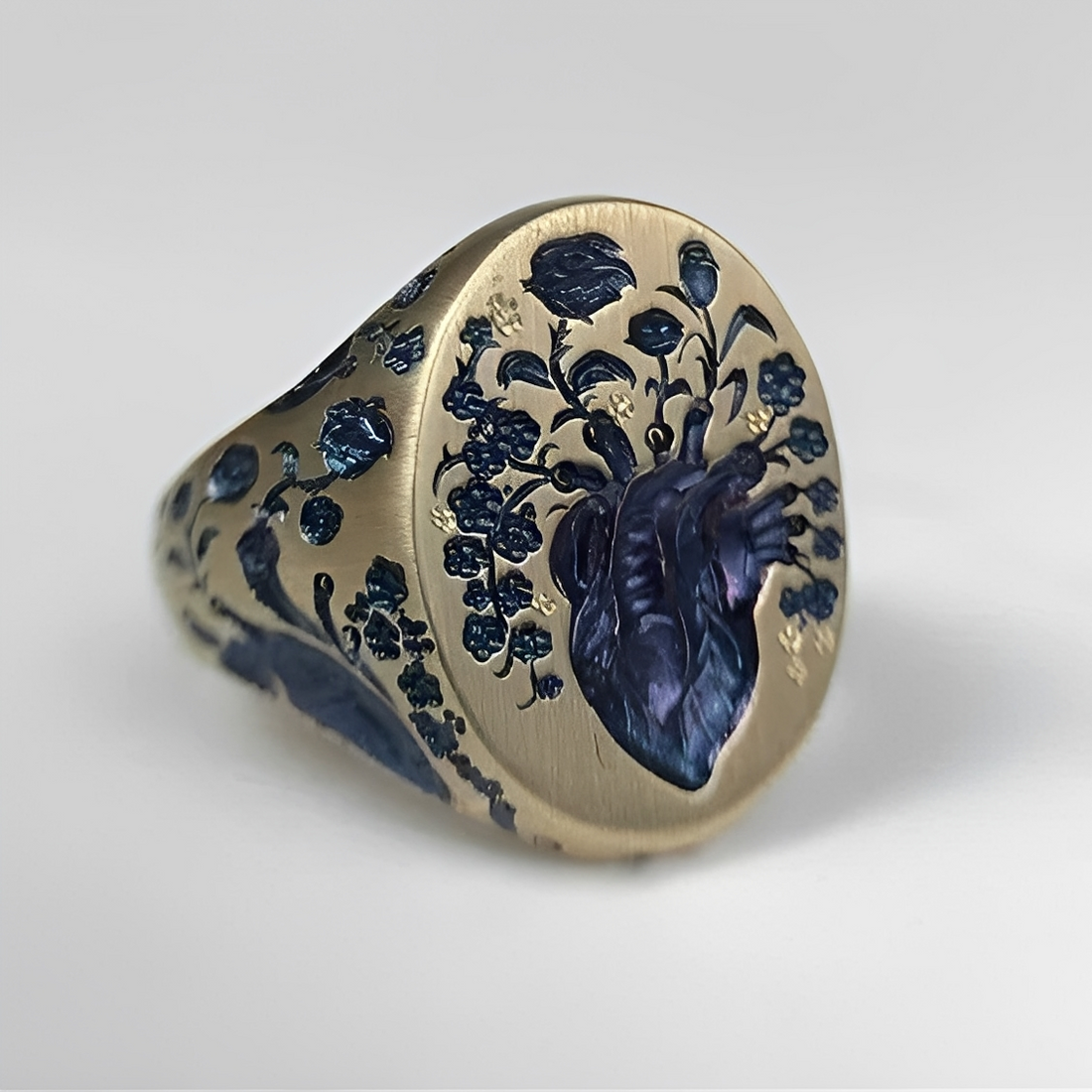 Han – Vintage-Goldring mit Blumenmotiv