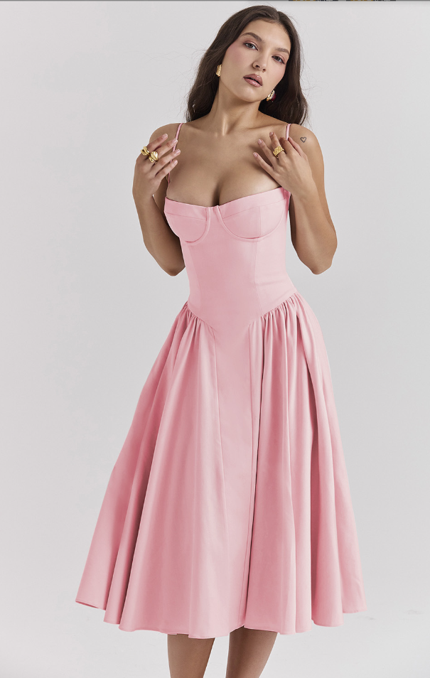 Damen Midikleid – Elegantes figurbetontes Kleid für Party, Hochzeit & Abend