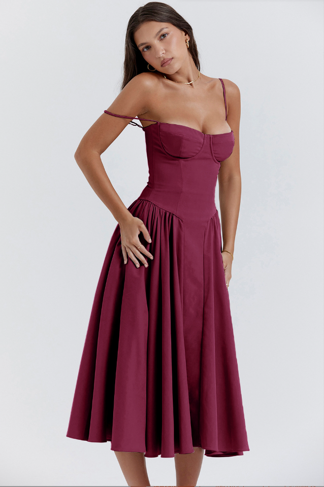 Damen Midikleid – Elegantes figurbetontes Kleid für Party, Hochzeit & Abend