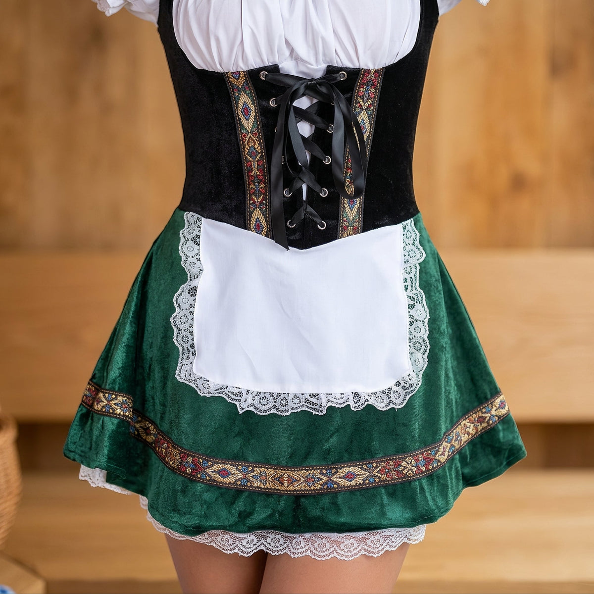 Donna - Trendiges kurzes Dirndl-Oktoberfestkleid (Futter nicht enthalten)
