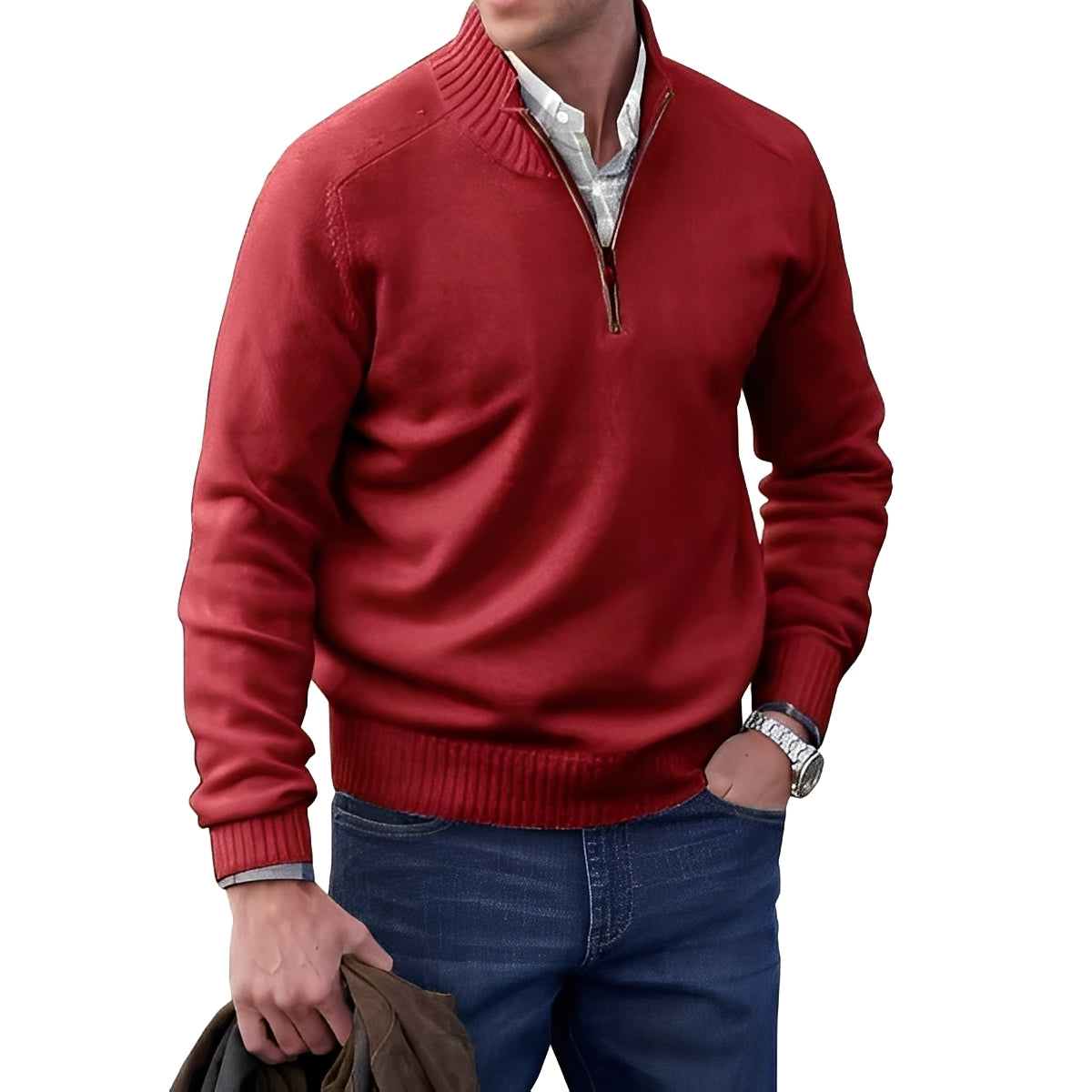 Jeremy - Trendiger Herrenpullover mit Reißverschluss