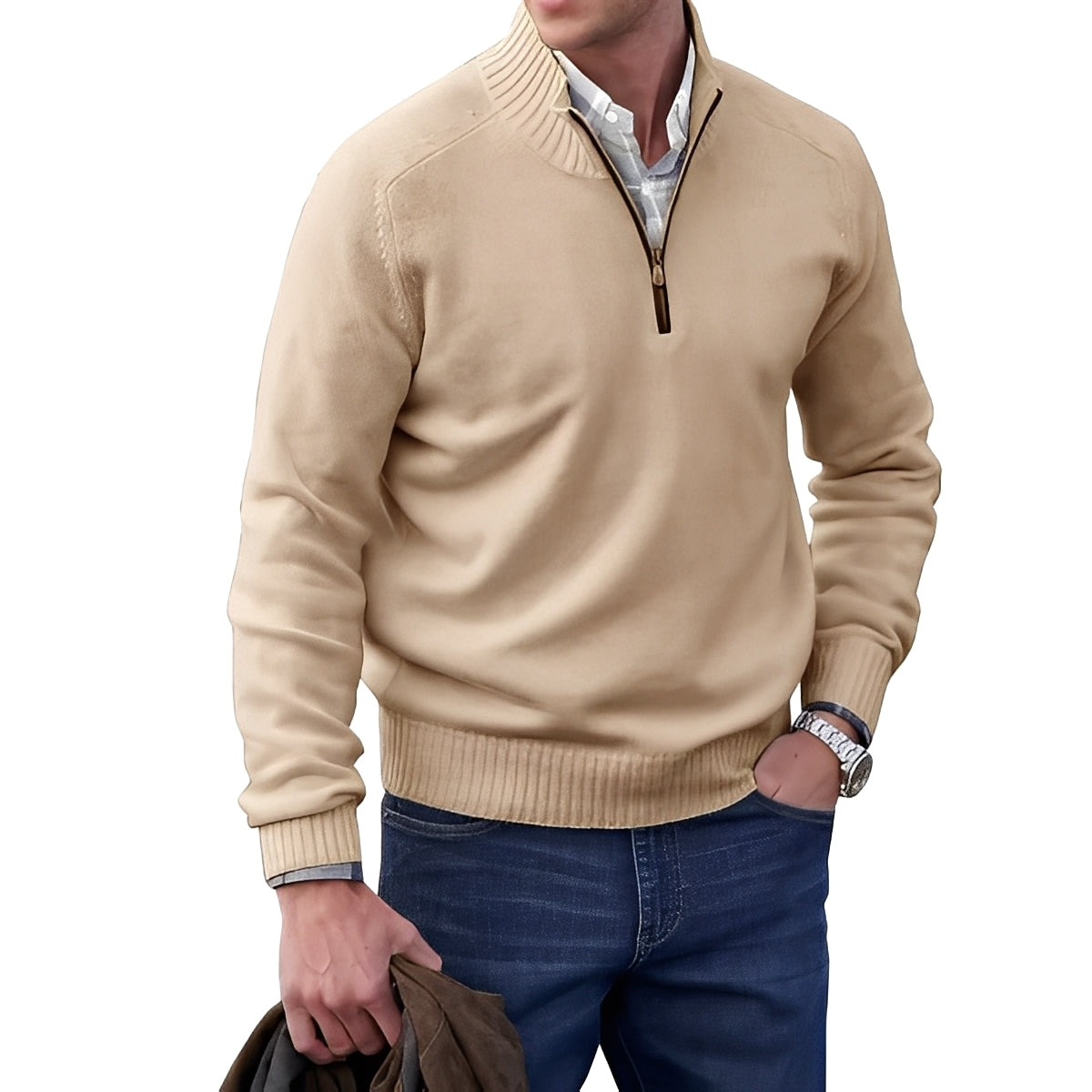 Jeremy - Trendiger Herrenpullover mit Reißverschluss