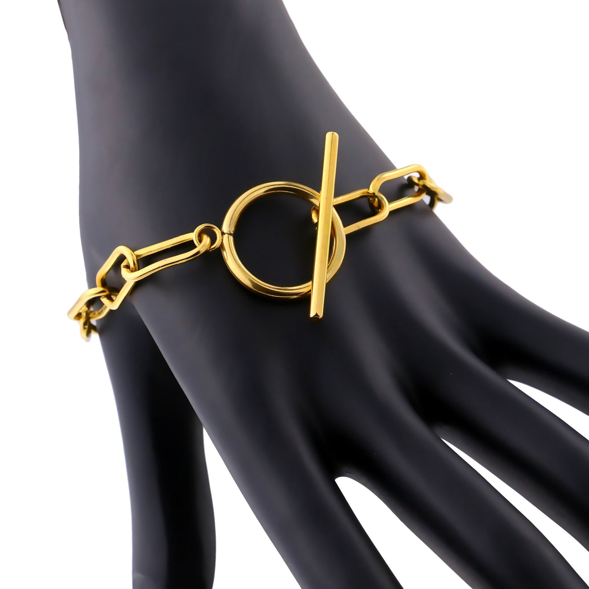 Millie – T-Bar Armband mit rechteckigen Goldgliedern