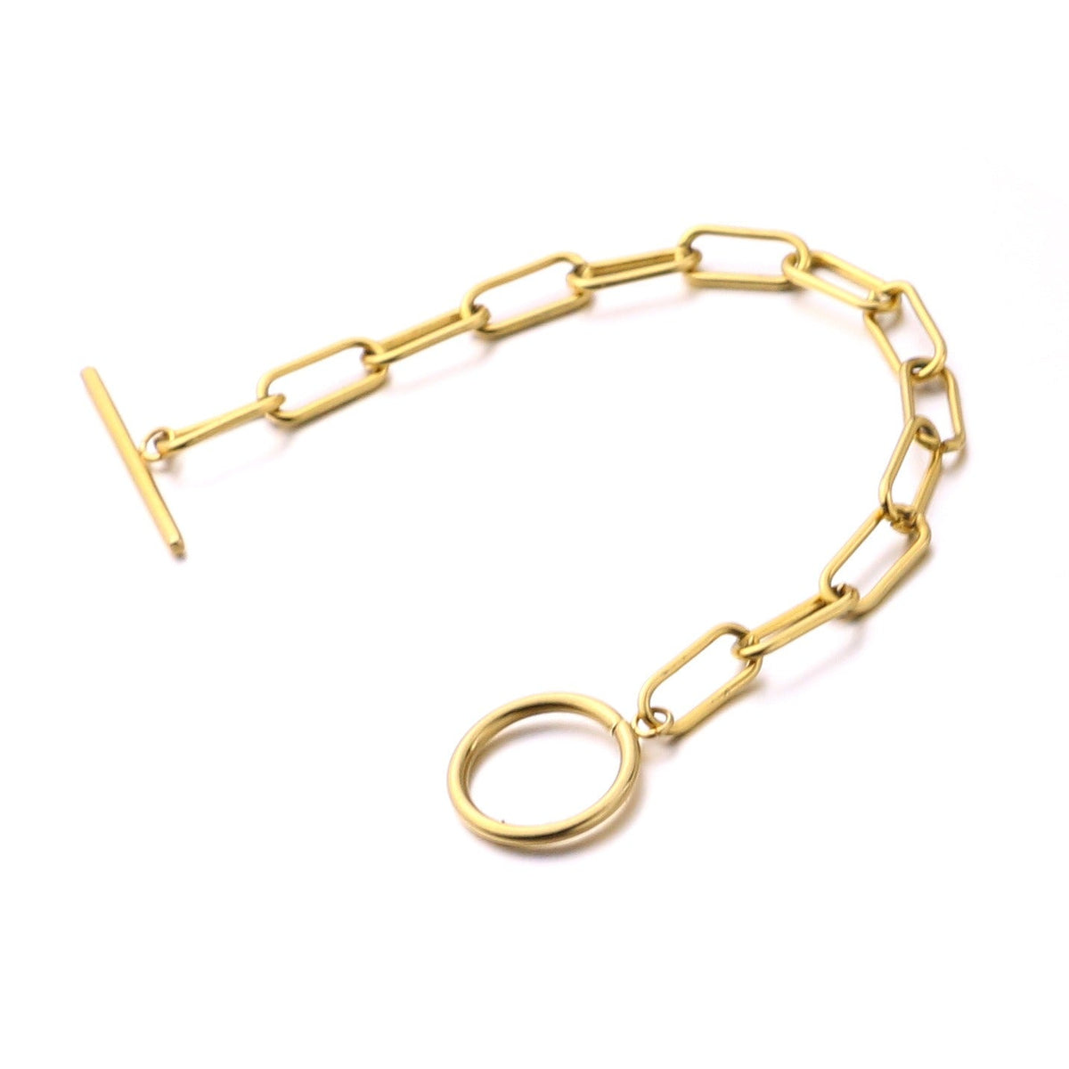 Millie – T-Bar Armband mit rechteckigen Goldgliedern