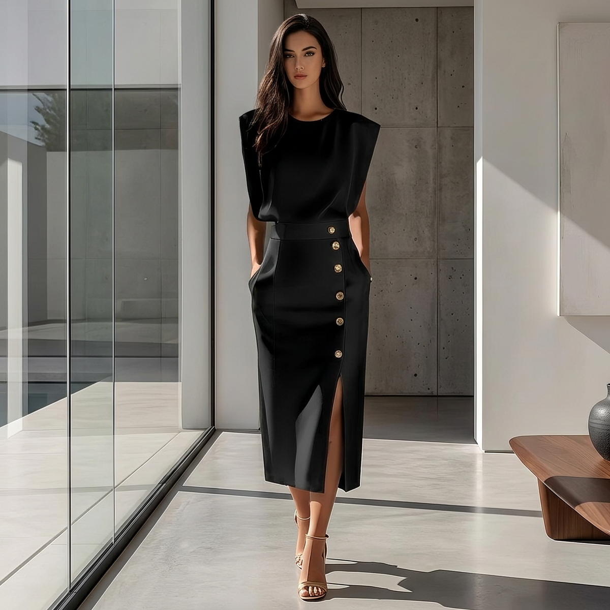 Daniela - Stilvolles Midikleid mit Schlitz