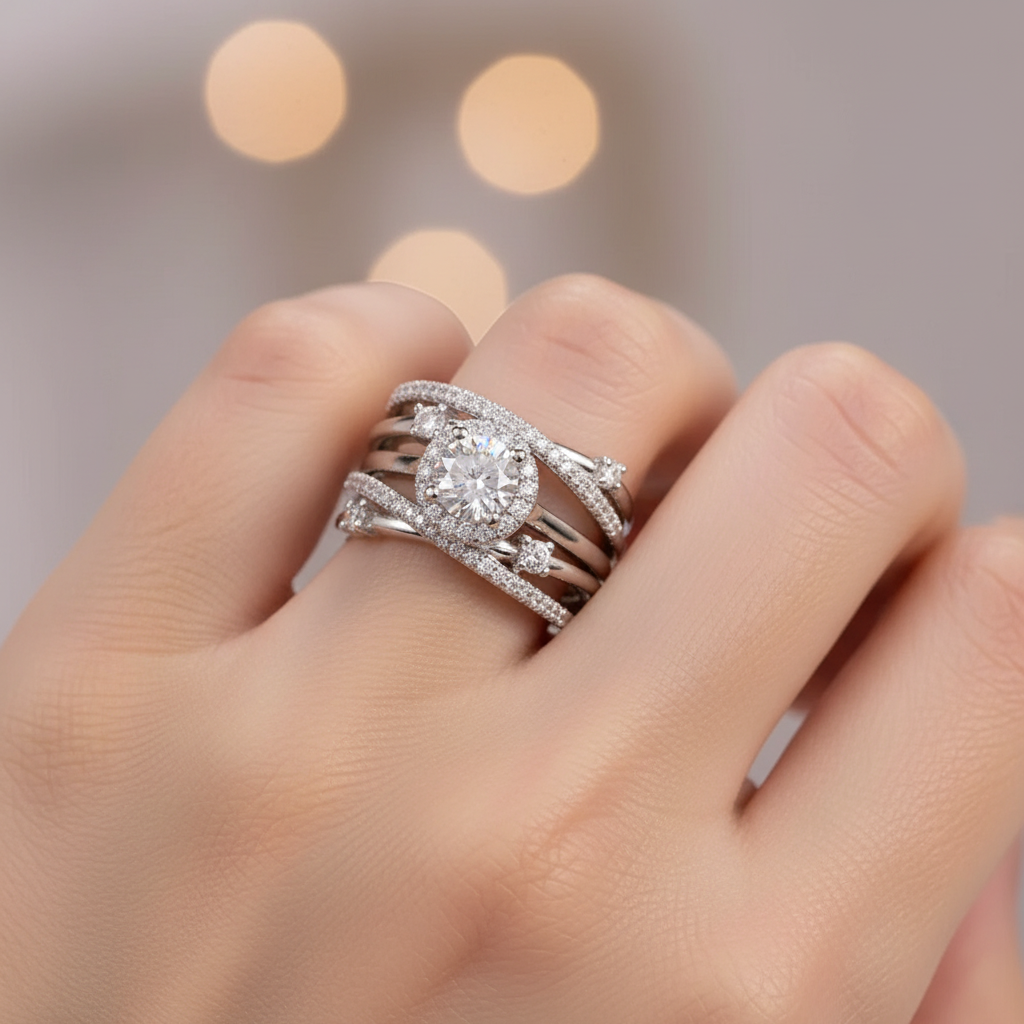 Ivanna – Ring mit ineinander verwobenen, funkelnden Zirkonias