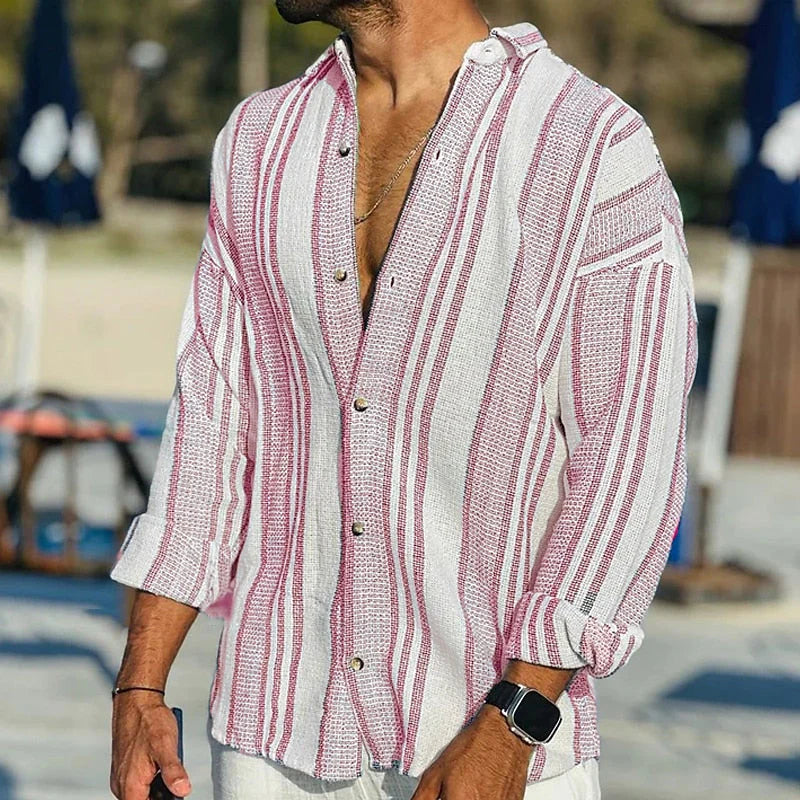 Herren Hemd – Gestreiftes Langarmhemd für Freizeit & Sommer